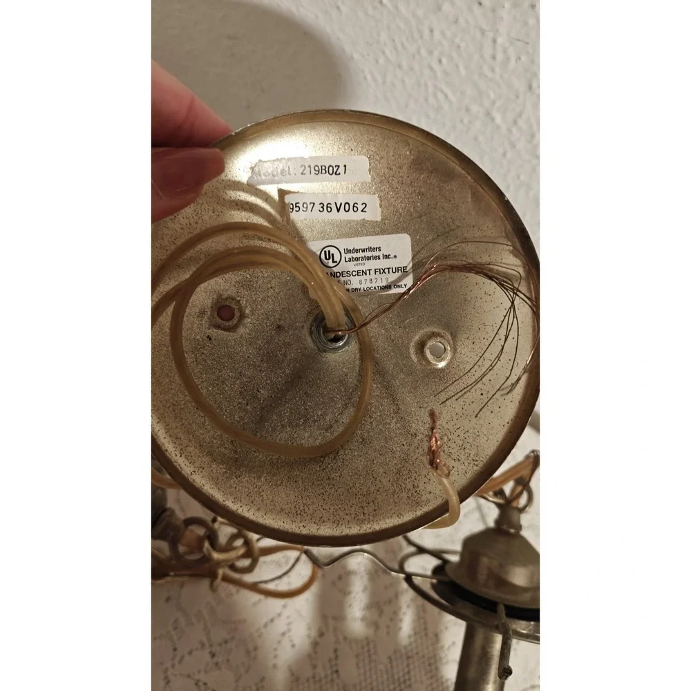 Pair Of Two Vintage Brass Pendant Lights Chandelier Look